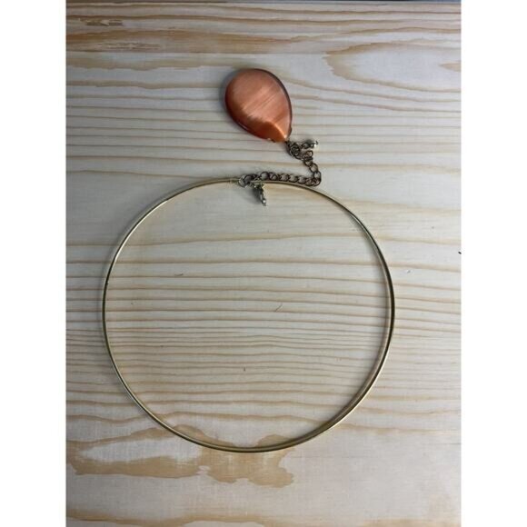 Gold Tone Metal Choker Faux Citrine Color Stone Finding Dangling - Picture 2 of 3